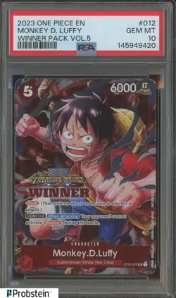 2023 One Piece EN Winner Pack Vol.5 #012 Monkey D. Luffy PSA 10 GEM MINT - Image 1