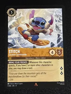 Disney Lorcana Winterspell Stitch - Carefree Snowboarder 7/204 NM Rare - Image 1
