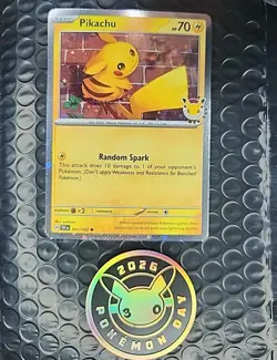 Pikachu (Pokemon Day 2026) 051/162 Promo Card and Coin - Image 1