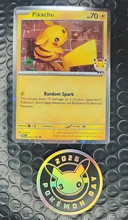 Pikachu (Pokemon Day 2026) 051/162 Promo Card and Coin - Image 2