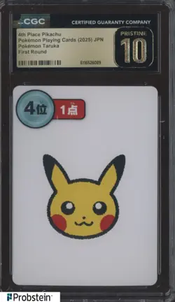 2025 Pokemon JPN Taruka Playing Cards First Round 4th Pl Pikachu CGC 10 PRISTINE - Image 1