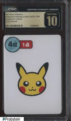 2025 Pokemon JPN Taruka Playing Cards First Round 4th Pl Pikachu CGC 10 PRISTINE - Image 1