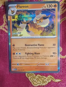 Hologram Foil Rare Flareon 136/165 Scarlet & Violet 151 Pokemon TCG Card - Image 1