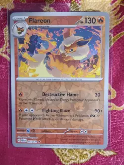 REVERSE Foil Rare Flareon 013/131 Prismatic Evolution Pokemon TCG Card - Image 1