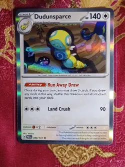 Hologram Foil Rare Dudunsparce 080/131 Prismatic Evolution Pokemon TCG Card - Image 1
