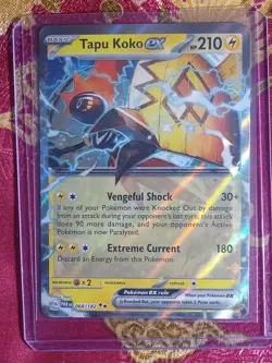 Hologram Foil Rare Tapu Koko Ex 068/182 Paradox Rift Pokemon TCG Card - Image 1