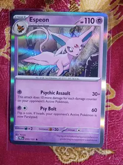 Hologram Foil Rare Espeon 033/131 Prismatic Evolution Pokemon TCG Card - Image 1