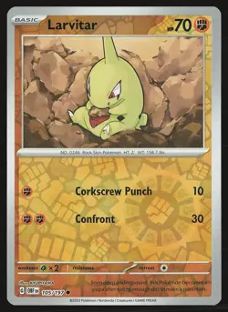SV03: Obsidian Flames Larvitar #105/197 Reverse Holo Pokemon Card - Image 1