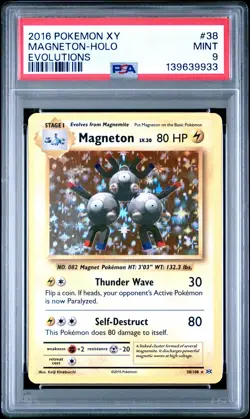 2016 POKEMON XY EVOLUTIONS #38 MAGNETON-HOLO PSA 9 - Image 1