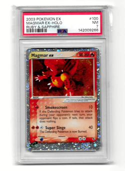 Magmar ex 100/109 Pokemon TCG: EX Ruby and Sapphire 2003 Holo DOUBLE SWIRL PSA 7 - Image 1