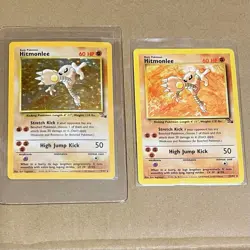 HITMONLEE - Holo 7/62 + Non-Holo 22/62 - Fossil 1998 Pokemon * EX / Near MINT - Image 1