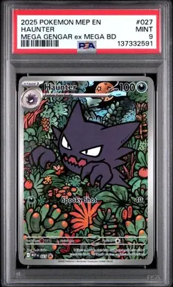 2025 PSA 9 Graded Pokemon Haunter 027 Mega Gengar EX Mega Battle Deck - Image 1