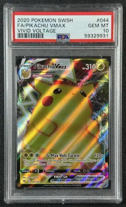 PIKACHU VMAX 2020 POKEMON SWORD & SHIELD VIVID VOLTAGE #044/185 FULL ART FA 931 - Image 1