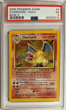 1999 Pokemon Base Set Charizard #4 Holo PSA 5 - Image 1