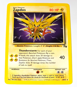 Pokemon TCG Fossil Zapdos Rare 30/62 Unlimited Print 1999 WOTC VTG Collectible - Image 1
