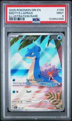 2025 Pokemon Dri En-Destined Rivals 194 Misty’s Lapras Illustration Rare PSA 9 - Image 1