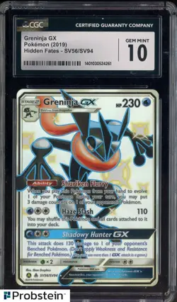 2019 Pokemon Hidden Fates #SV56 Greninja GX CGC 10 GEM MINT - Image 1