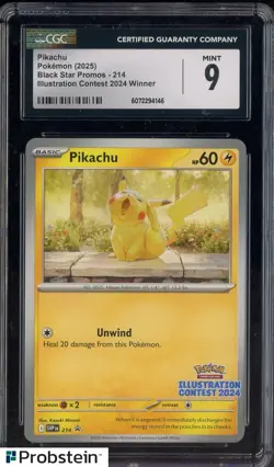 2025 Pokemon BSP Illustration Contest 2024 Winner #214 Pikachu CGC 9 - Image 1