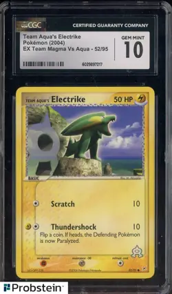 2004 Pokemon EX Team Magma vs Aqua #52 Team Aqua's Electrike CGC 10 GEM MINT - Image 1