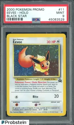 2000 Pokemon Promo Black Star #11 Eevee Holo PSA 9 MINT - Image 1