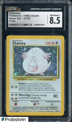 1999 Pokemon Dutch Base Set #3/102 Chansey Holo CGC 8.5 NM-MT+ - Image 1