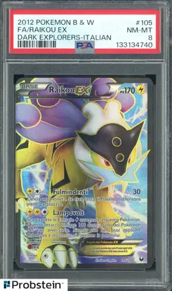 2012 Pokemon B & W Dark Explorers Italian #105 Raikou Ex FA PSA 8 NM-MT - Image 1