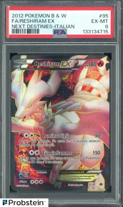 2012 Pokemon B & W Next Destines Italian #95 Reshiram Ex FA PSA 6 EX-MT - Image 1