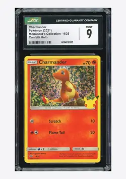 Pokemon CGC 9 Charmander Confetti Holo 2021 9/25 McDonald's Collection English - Image 1