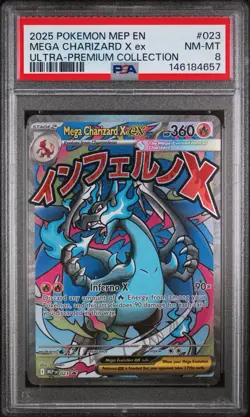 2025 POKEMON MEP EN-ME BLACK STAR PROMO 023 MEGA CHARIZARD X EX ULTRA RARE PSA 8 - Image 1