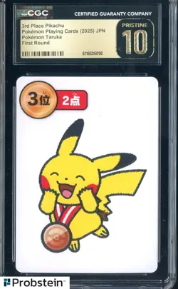 2025 Pokemon JPN Taruka Playing Cards First Round 3rd Pl Pikachu CGC 10 PRISTINE - Image 1