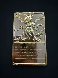 1999 Burger King Limited Edition Pokemon Trading Card 23K Gold Plated Mewtwo - Image 2