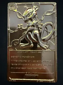 1999 Burger King Limited Edition Pokemon Trading Card 23K Gold Plated Mewtwo - Image 4