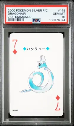 2000 POKEMON SILVER VERSION PLAYING CARDS 7 OF DIAMONDS #148 DRAGONAIR PSA 10 - Image 1