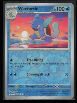 Wartortle 008/165 Pokemon 151 Uncommon Near Mint Reverse Holo Card - Image 1