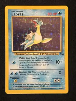 Lapras 10/62 Holo Rare Fossil Pokemon Card - Image 1