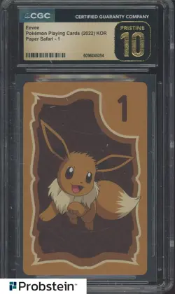 2022 Pokemon Korean Playing Cards Paper Safari #1 Eevee CGC 10 PRISTINE - Image 1