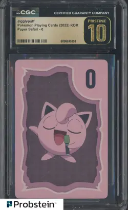 2022 Pokemon Korean Playing Cards Paper Safari #0 Jigglypuff CGC 10 PRISTINE - Image 1