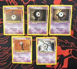 Lot Of 5 Unown Vintage Pokemon Cards Neo Destiny Discovery Revelation WOTC Old - Image 1
