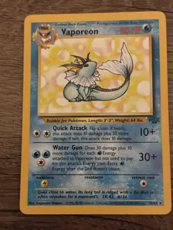 Pokemon TCG Vaporeon Jungle 28/64 Rare Unlimited Stage 1 80 HP Regular English - Image 1