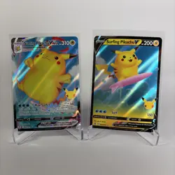 Pokemon TCG Celebrations Surfing Pikachu V 008/025 VMAX 009/025 Holo Lot 2 - Image 1