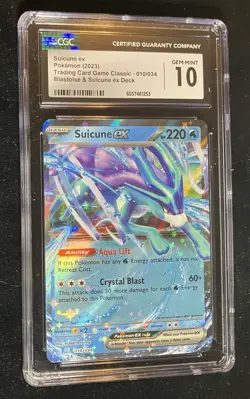 2023 Pokemon Classic Collection Suicune ex Blastoise & Deck #010/034 CGC 10 - Image 1