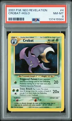 2001 Pokemon Neo Revelation Crobat Holo 4 PSA 8 Near Mint Not Double Holo - Image 1