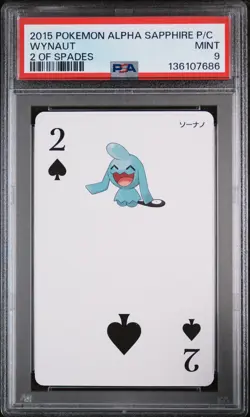 2015 POKEMON ALPHA SAPPHIRE PLAYING CARDS 2 OF SPADES WYNAUT PSA 9 - Image 1