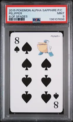 2015 POKEMON ALPHA SAPPHIRE PLAYING CARDS 8 OF SPADES PELIPPER PSA 9 - Image 1