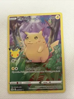 PIKACHU 2021 POKEMON SWORD & SHIELD CELEBRATIONS FULL ART HOLO 005/025 - Image 1
