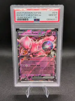 2025 Pokemon SV Promo #216 Team Rocket's Mewtwo Ex PSA 10 - Image 1