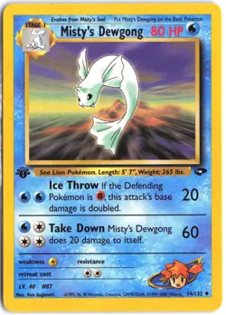 Misty's Dewgong 54/132 Uncommon Gym Challenge Pokemon 1st Edition - Image 1