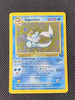 Pokemon TCG Vaporeon Holo Rare Card 12/64 Jungle Set, Vintage 1999 LP - Image 1