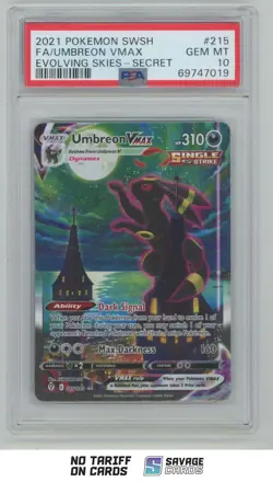 2021 Pokemon Sword & Shield Evolving Skies FA Secret Umbreon VMAX PSA 10 - Image 1