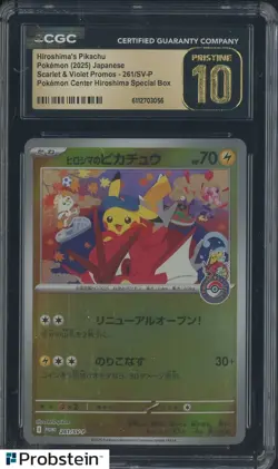 2025 Pokemon Hiroshima Special Promo Pikachu 261/SV-P JPN SV CGC 10 PRISTINE - Image 1
